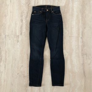 7FAM Ankle Skinny Dark Wash Jeans Size 24 Mid High Rise